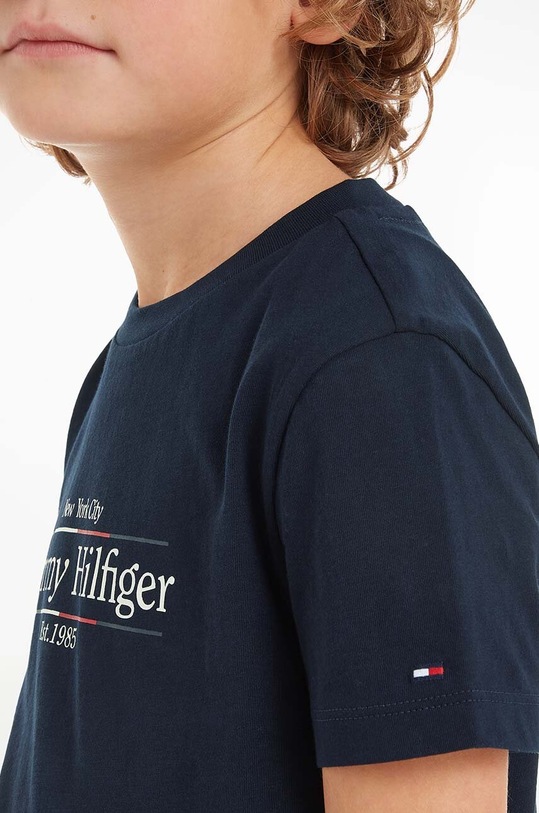 Tommy Hilfiger t-shirt bawełniany dziecięcy KB0KB09158.9BYH.128.176 granatowy