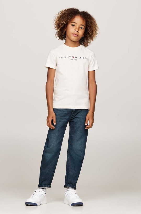Tommy Hilfiger t-shirt bawełniany dziecięcy beżowy KS0KS00397.9BYH.128.176