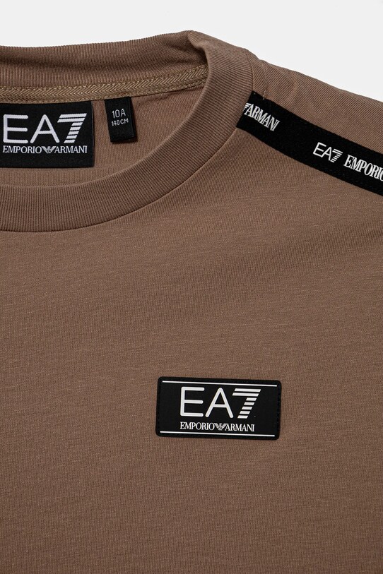 Мальчик Детская хлопковая футболка EA7 Emporio Armani 6DBT57.BJ02Z бежевый