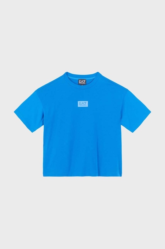 EA7 Emporio Armani t-shirt bawełniany dziecięcy nadruk niebieski 6DBT58.BJ02Z