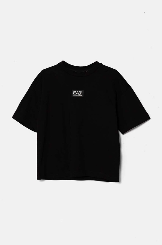 EA7 Emporio Armani t-shirt bawełniany dziecięcy nadruk czarny 6DBT58.BJ02Z