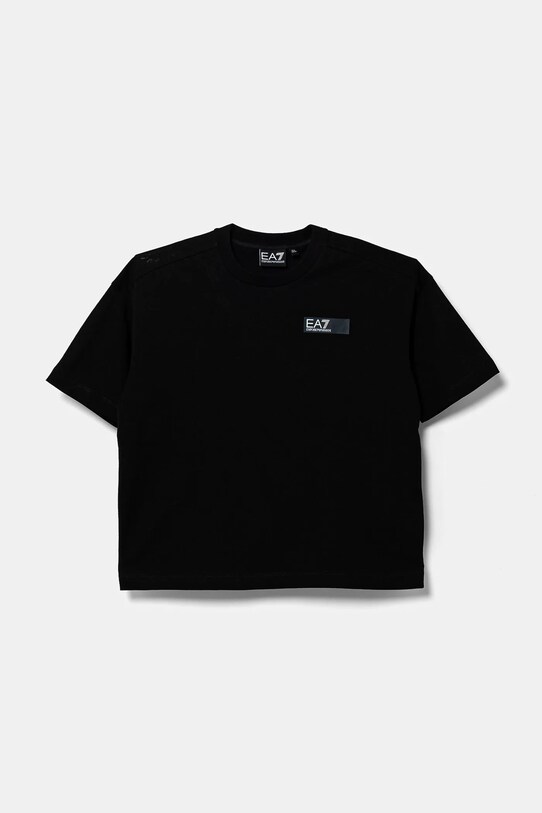 EA7 Emporio Armani t-shirt bawełniany dziecięcy nadruk czarny 6DBT59.BJ02Z