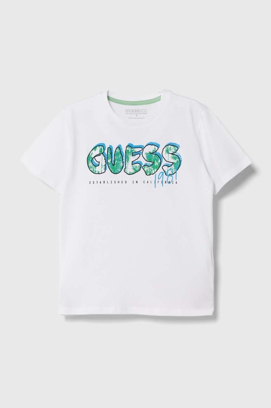 Guess t-shirt bawełniany dziecięcy nadruk biały L4YI20.K8HM4.9BYH