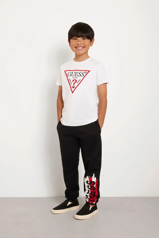 Guess t-shirt bawełniany dziecięcy aplikacja biały L4YI54.K8HM4.9BYH