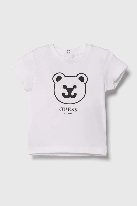 Guess t-shirt bawełniany niemowlęcy nadruk biały N4YI07.K8HM4.9BYH