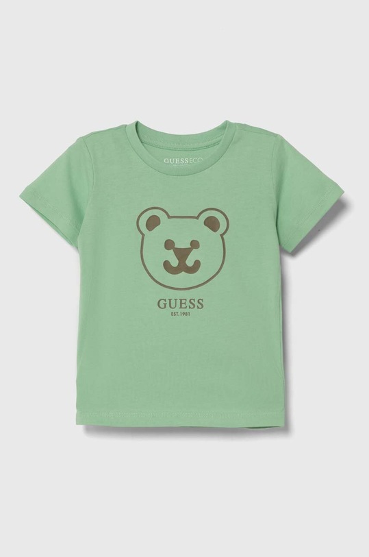 Guess t-shirt bawełniany niemowlęcy nadruk zielony N4YI07.K8HM4.9BYH