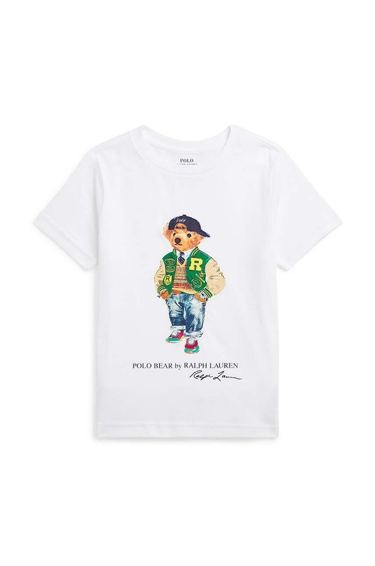Παιδικό βαμβακερό μπλουζάκι Polo Ralph Lauren στάμπα λευκό 322853828043