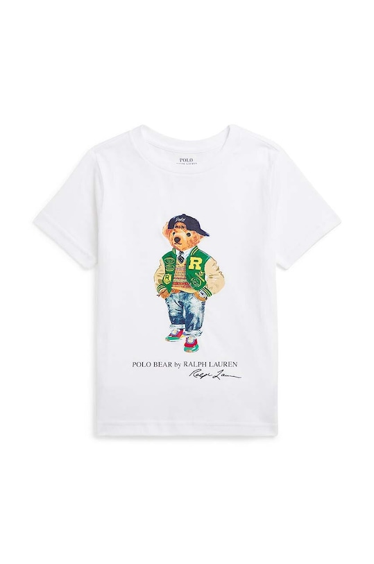 Παιδικό βαμβακερό μπλουζάκι Polo Ralph Lauren στάμπα λευκό 322853828043