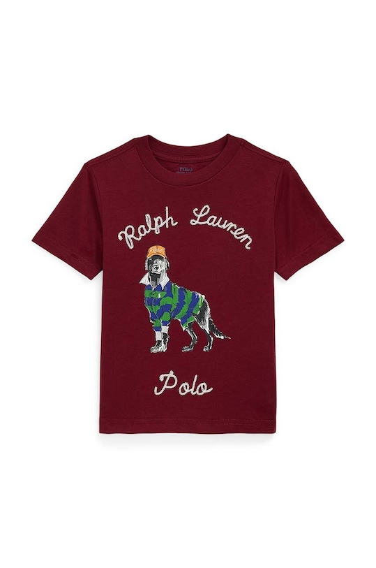Dětské bavlněné tričko Polo Ralph Lauren kulatý červená 322952497001