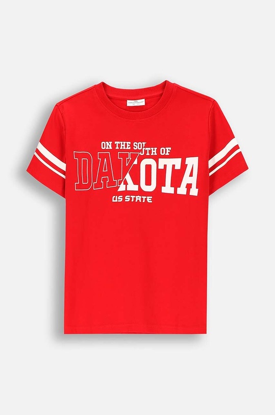 Coccodrillo t-shirt bawełniany dziecięcy ZC4143203ABJ czerwony AW24