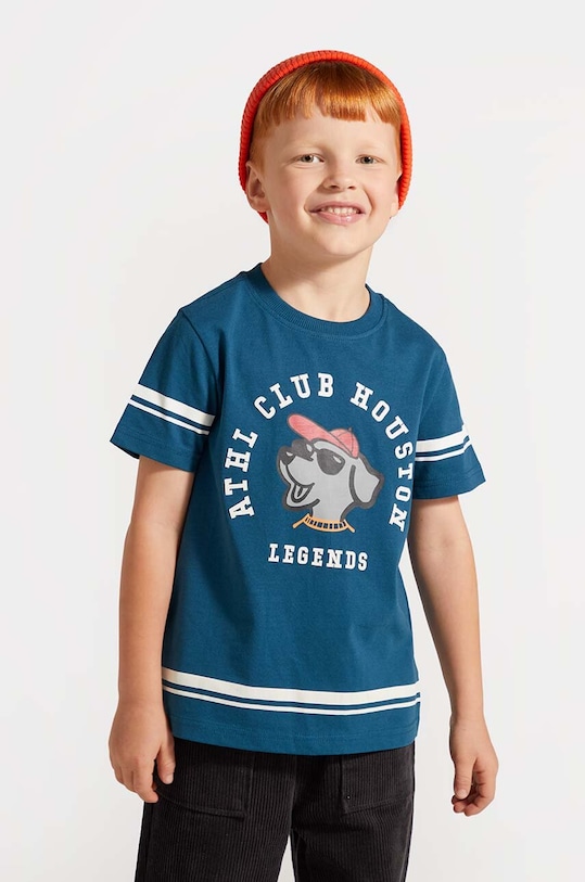 Coccodrillo t-shirt bawełniany dziecięcy nadruk niebieski ZC4143202ABK