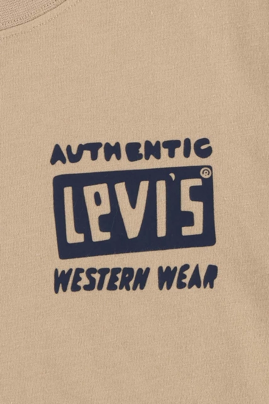 Мальчик Детская хлопковая футболка Levi's CACTUS OUT WEST TEE 8EL458 бежевый