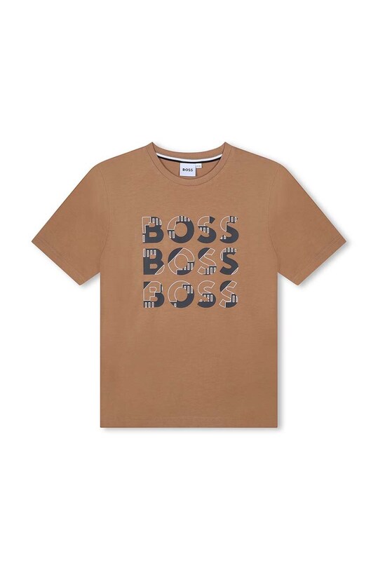 BOSS t-shirt bawełniany dziecięcy nadruk beżowy J51200.114.150