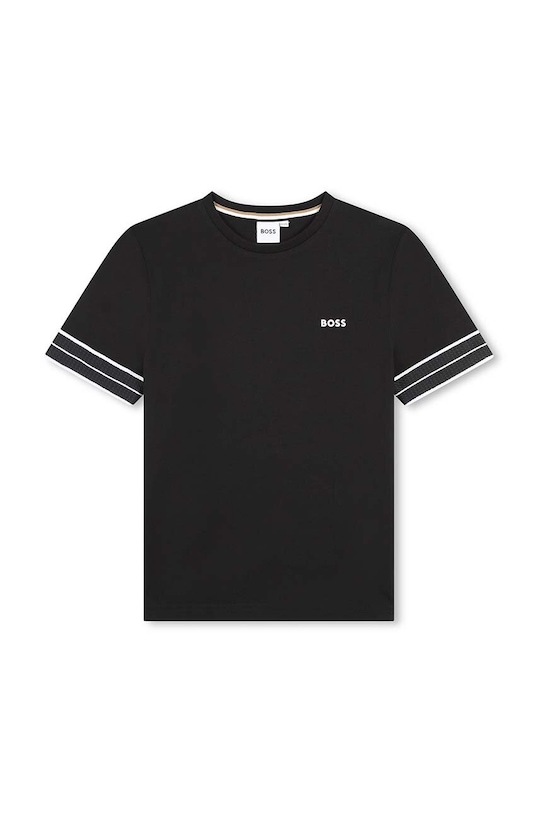 Dětské bavlněné tričko BOSS kulatý černá J51214.162.174