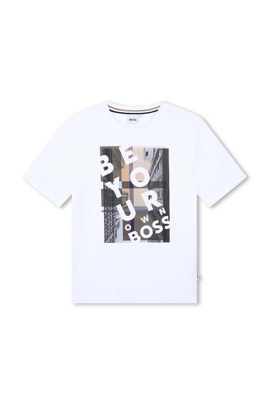 BOSS t-shirt bawełniany dziecięcy J51217.126.150 biały AW24