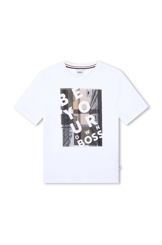 Dětské bavlněné tričko BOSS J51217.126.150 bílá AW24