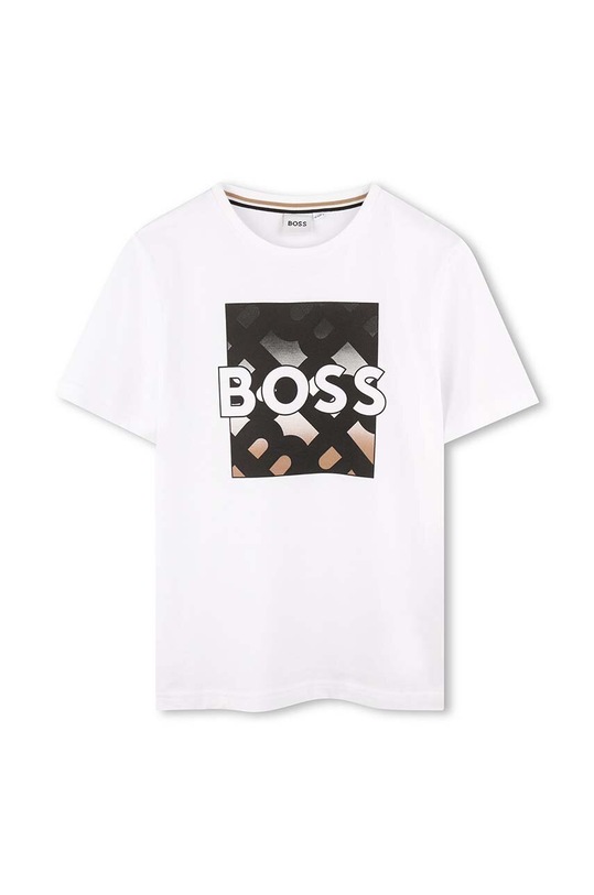 Dětské bavlněné tričko BOSS kulatý bílá J51219.162.174