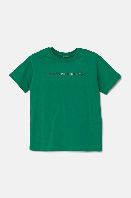 Παιδικό βαμβακερό μπλουζάκι United Colors of Benetton στάμπα πράσινο 3I1XC10JL.G.Seasonal