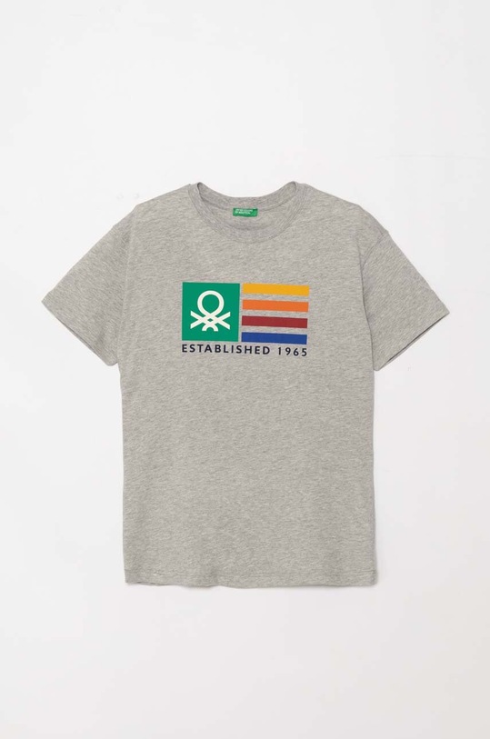 Παιδικό βαμβακερό μπλουζάκι United Colors of Benetton στάμπα γκρί 3I1XC10JL.G.Seasonal