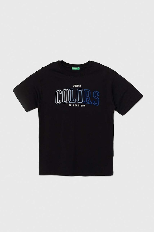 Παιδικό βαμβακερό μπλουζάκι United Colors of Benetton στάμπα μαύρο 3I1XC10JL.G.Seasonal