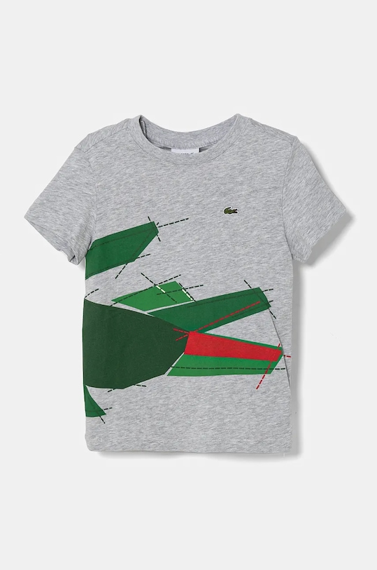 Lacoste t-shirt bawełniany dziecięcy nadruk szary TJ2578