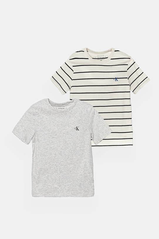 Calvin Klein Jeans t-shirt bawełniany dziecięcy 2-pack nadruk szary IB0IB02406.128.176.9BYH