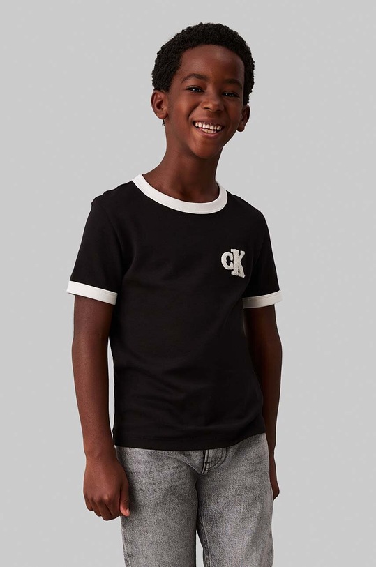 Calvin Klein Jeans t-shirt bawełniany dziecięcy bawełna czarny IB0IB02241.9BYH