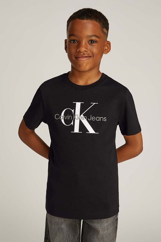Dječja pamučna majica kratkih rukava Calvin Klein Jeans pamuk crna IU0IU00676.104.116.9BYH