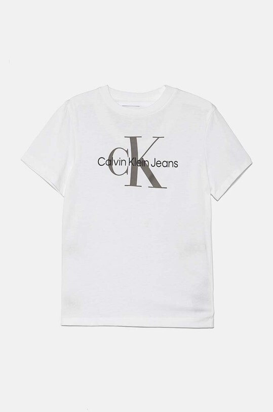 Детская хлопковая футболка Calvin Klein Jeans IU0IU00676.128.176.9BYH белый AW24