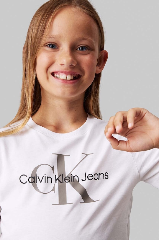Дитяча бавовняна футболка Calvin Klein Jeans IU0IU00676.128.176.9BYH білий