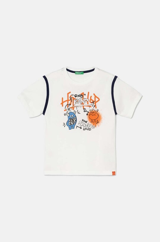 Detské bavlnené tričko United Colors of Benetton bavlna biela 3I1XG10FC.P.Seasonal