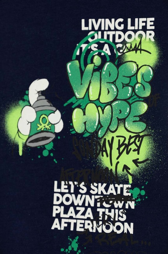 Chłopiec United Colors of Benetton t-shirt bawełniany dziecięcy 3I1XG10FC.P.Seasonal granatowy