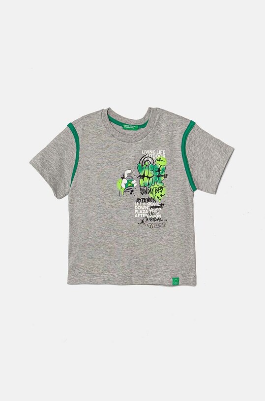 United Colors of Benetton tricou de bumbac pentru copii print gri 3I1XG10FC.P.Seasonal