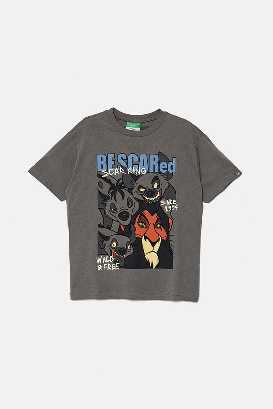 United Colors of Benetton t-shirt bawełniany dziecięcy x Disney nadruk szary 3I1XC10LJ.G.Seasonal