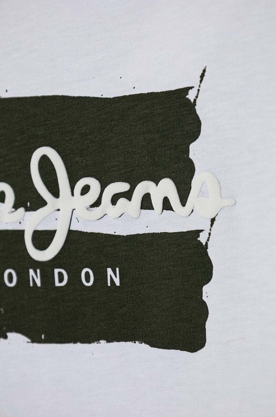 Αγορίστικα Παιδικό βαμβακερό μπλουζάκι Pepe Jeans BAIRON PB503905 λευκό