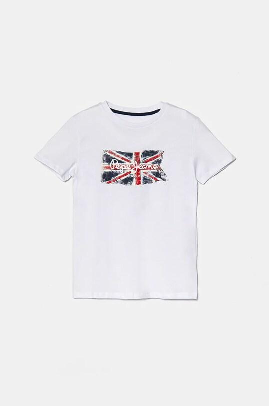 Детская хлопковая футболка Pepe Jeans CLAG хлопок белый PB503910