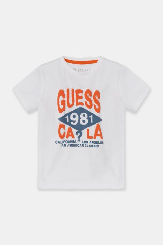 Guess t-shirt bawełniany dziecięcy nadruk biały N4BI00.I3Z14.9BYH