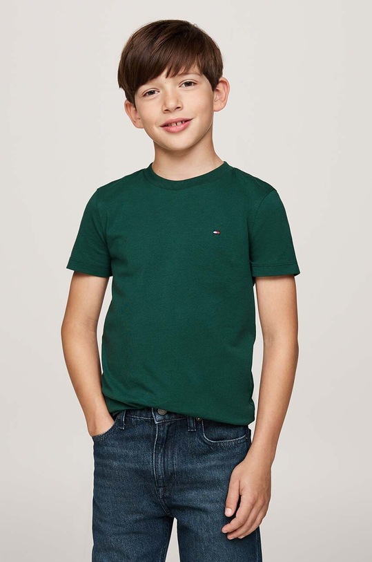 Tommy Hilfiger t-shirt bawełniany dziecięcy bawełna zielony KB0KB06879.9BYH.86.122