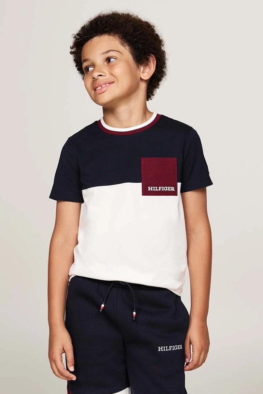 Tommy Hilfiger t-shirt bawełniany dziecięcy okrągły biały KB0KB09275.9BYH.128.176