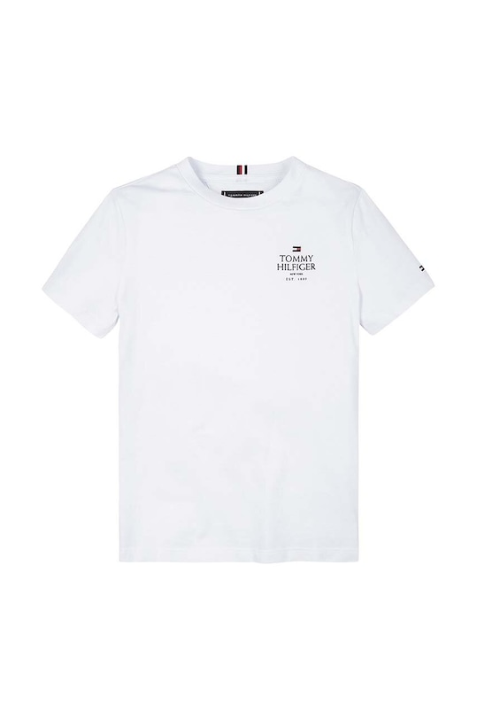 Παιδικό βαμβακερό μπλουζάκι Tommy Hilfiger KB0KB09277.9BYH.74.122 λευκό AW24