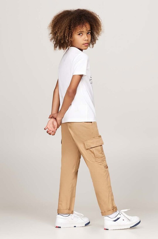 Tommy Hilfiger tricou de bumbac pentru copii KB0KB09278.9BYH.74.122 alb