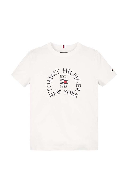 Παιδικό βαμβακερό μπλουζάκι Tommy Hilfiger KB0KB09278.9BYH.128.176 λευκό AW24