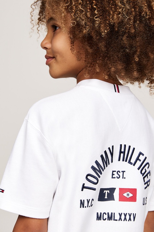 Dječaci Dječja pamučna majica kratkih rukava Tommy Hilfiger KB0KB09280.9BYH.128.176 bijela