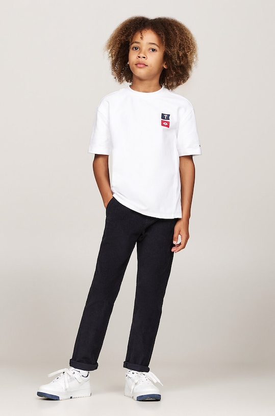 Dječja pamučna majica kratkih rukava Tommy Hilfiger KB0KB09280.9BYH.128.176 bijela