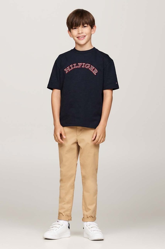 Детская хлопковая футболка Tommy Hilfiger тёмно-синий KB0KB09283.9BYH.98.122