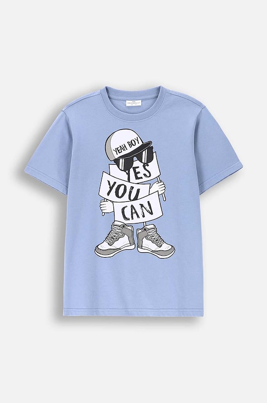 Coccodrillo t-shirt bawełniany dziecięcy nadruk niebieski ZC4143208VBA