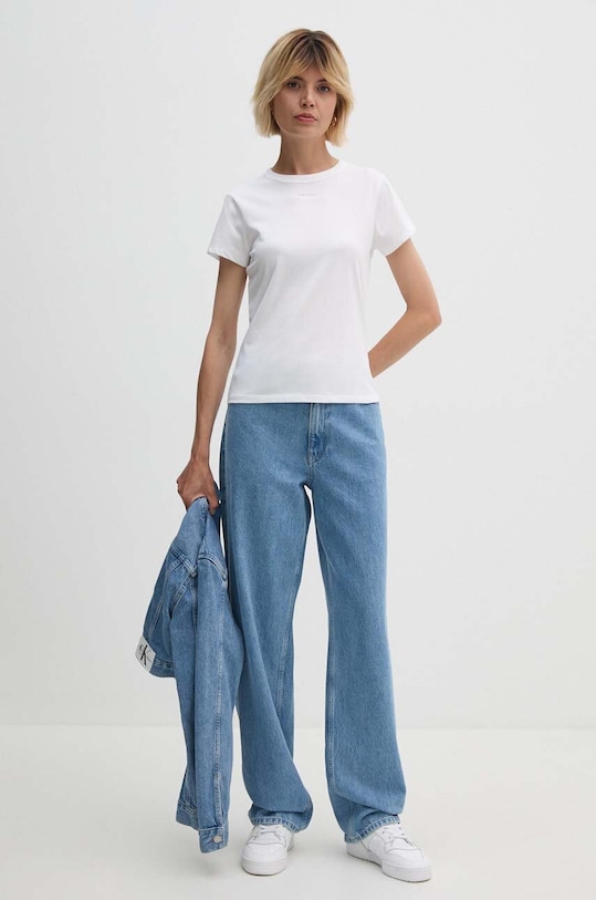 Bavlněné tričko Calvin Klein K20K207212 bílá AW24