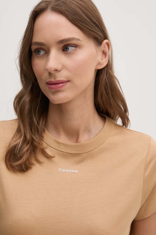 Calvin Klein t-shirt bawełniany beżowy K20K207212