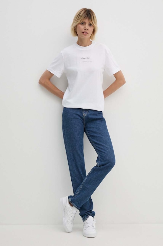 Calvin Klein t-shirt bawełniany K20K207215 biały AW24