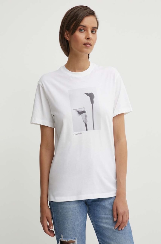 Calvin Klein t-shirt bawełniany nadruk biały K20K207579